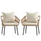 Merrick Lane Armon Set of Two Indoor/Outdoor Boho Style Open Weave Rattan Rope Patio Chairs with Cushions